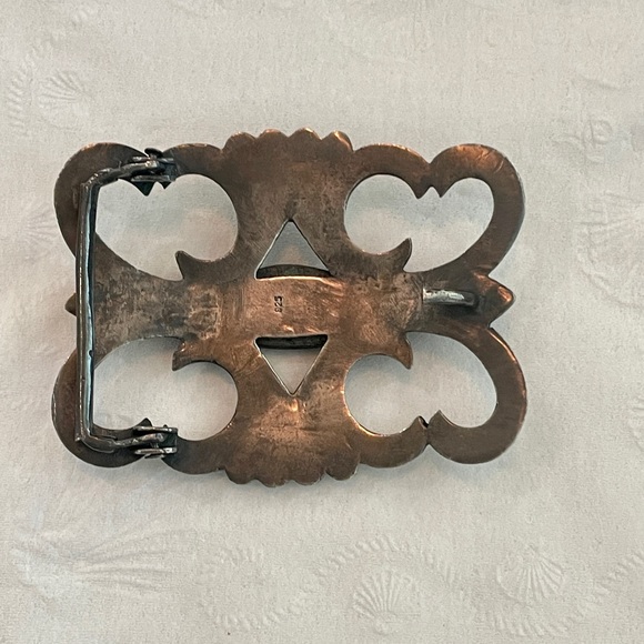 Vintage Double D Ranch 925 Sterling Silver & Turquoise Navajo Belt & Buc… - Picture 5 of 5